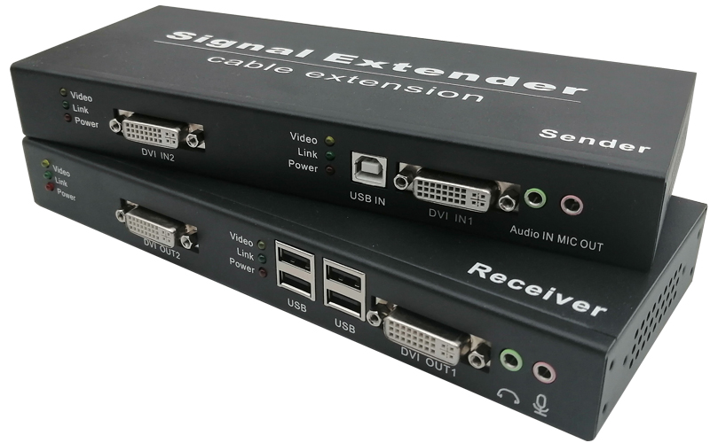 IPDE2-120U(A) （双屏DVI+双向音频+USB2.0 KVM延长120米）